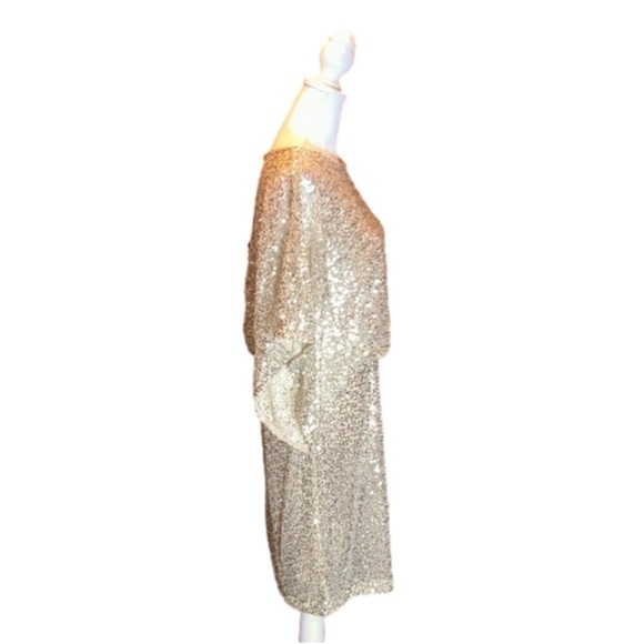 JESSICA HOWARD Stunning Sequin Mesh Dolman Sleeve Blouson Sheath Dress Size 6 - Picture 7 of 11